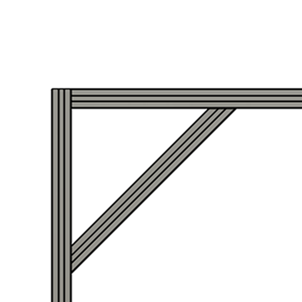 40-33030-3 MODULAR SOLUTIONS PROFILE<BR>30 SERIES 30MM X 30MM DIAGONAL BRACE CUT AT A 45 DEG ANGLE, 300MM